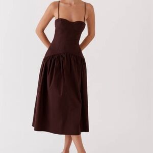 Brown corset midi dress